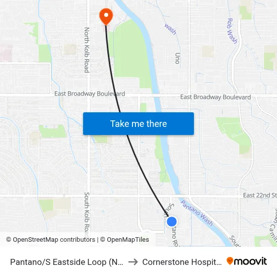 Pantano/S Eastside Loop (Ne) to Cornerstone Hospital map
