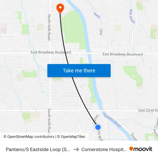 Pantano/S Eastside Loop (Sw) to Cornerstone Hospital map