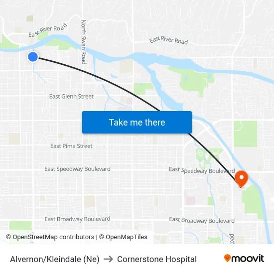 Alvernon/Kleindale (Ne) to Cornerstone Hospital map