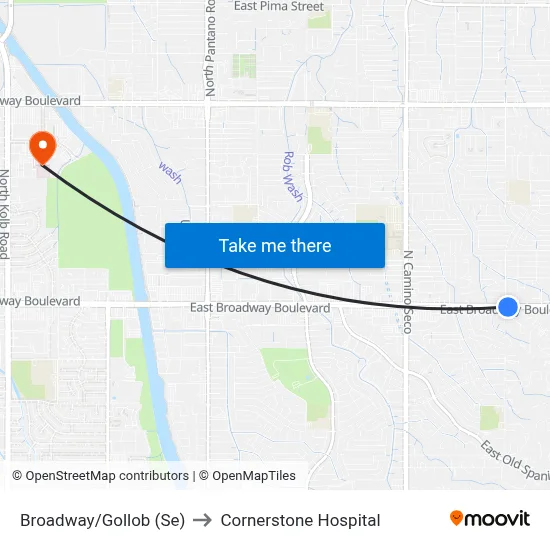 Broadway/Gollob (Se) to Cornerstone Hospital map