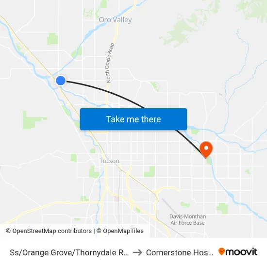 Ss/Orange Grove/Thornydale Rd (Se) to Cornerstone Hospital map