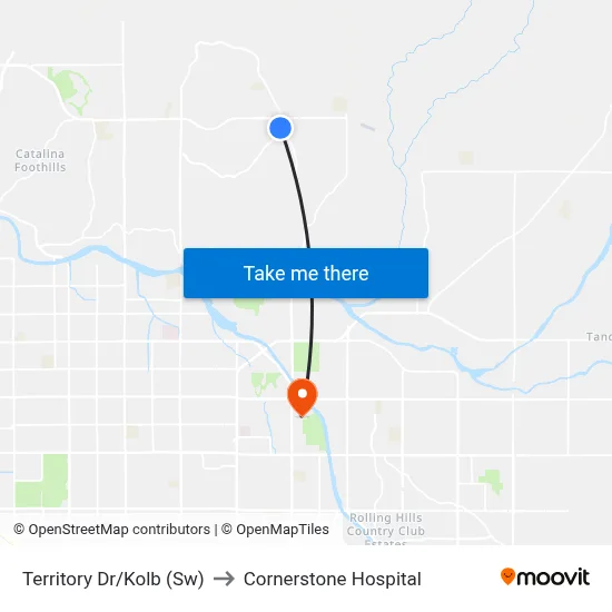 Territory Dr/Kolb (Sw) to Cornerstone Hospital map