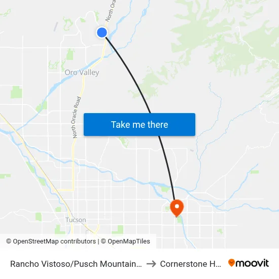 Rancho Vistoso/Pusch Mountain View (Nw) to Cornerstone Hospital map