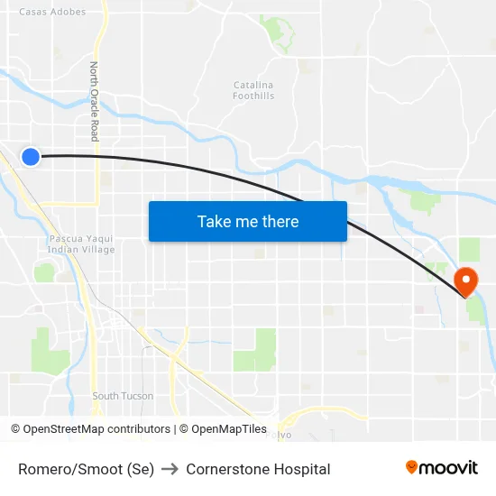 Romero/Smoot (Se) to Cornerstone Hospital map