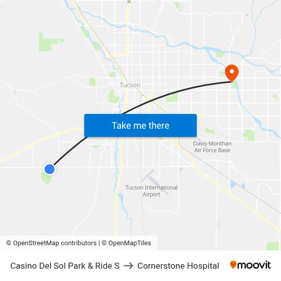 Casino Del Sol Park & Ride S to Cornerstone Hospital map
