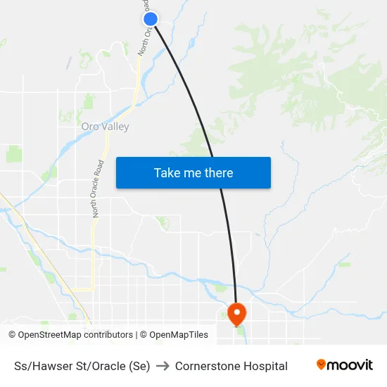 Ss/Hawser St/Oracle (Se) to Cornerstone Hospital map