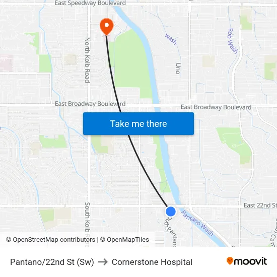 Pantano/22nd St (Sw) to Cornerstone Hospital map