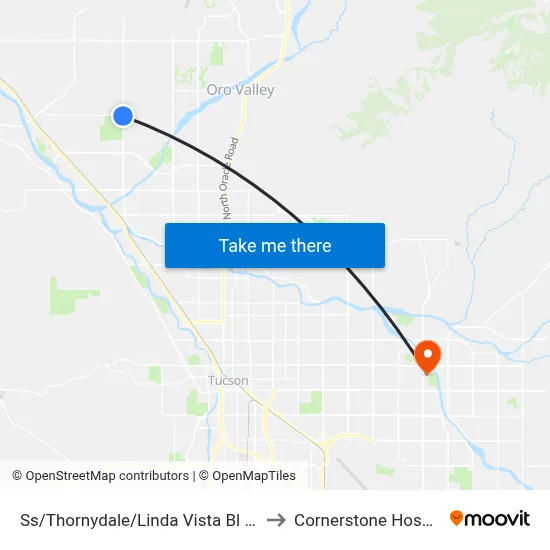 Ss/Thornydale/Linda Vista Bl (Sw) to Cornerstone Hospital map