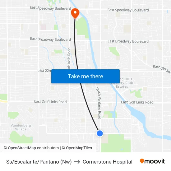Ss/Escalante/Pantano (Nw) to Cornerstone Hospital map