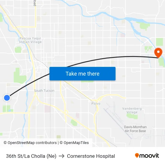 36th St/La Cholla (Ne) to Cornerstone Hospital map