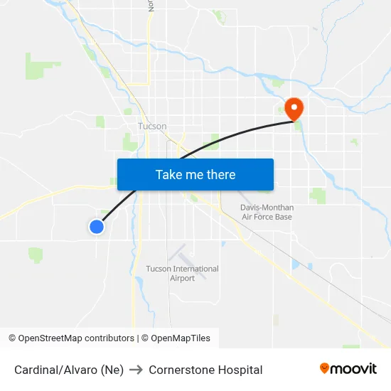 Cardinal/Alvaro (Ne) to Cornerstone Hospital map