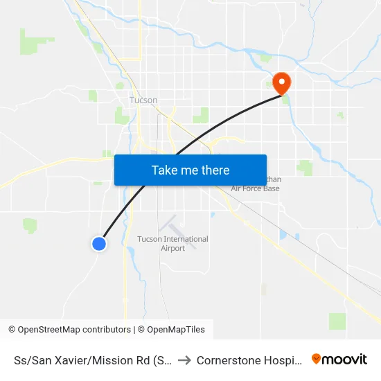 Ss/San Xavier/Mission Rd (Se) to Cornerstone Hospital map