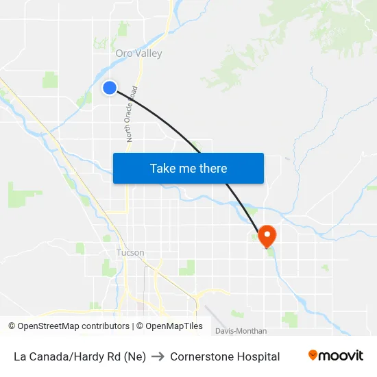 La Canada/Hardy Rd (Ne) to Cornerstone Hospital map