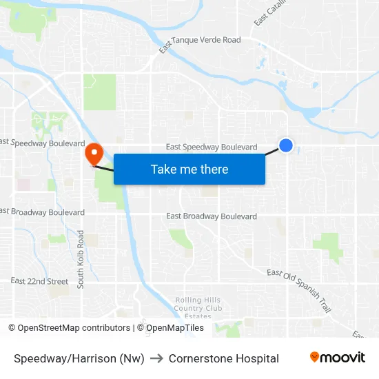 Speedway/Harrison (Nw) to Cornerstone Hospital map
