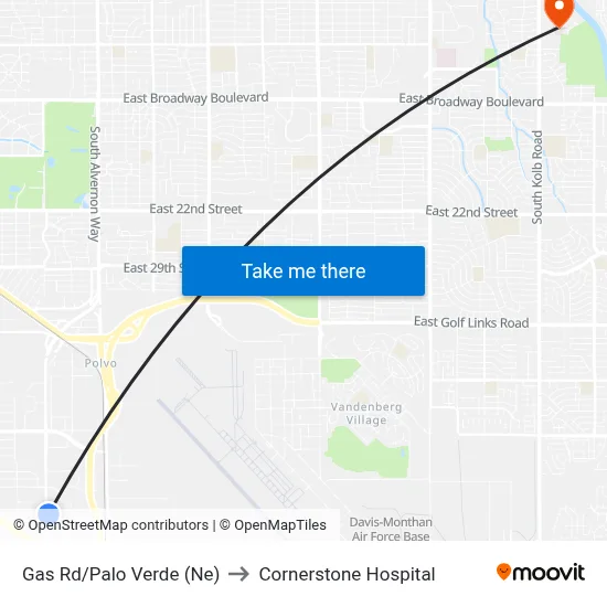 Gas Rd/Palo Verde (Ne) to Cornerstone Hospital map