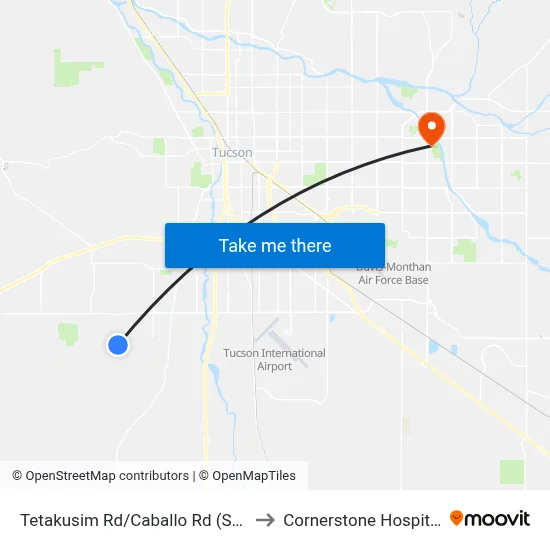 Tetakusim Rd/Caballo Rd (Sw) to Cornerstone Hospital map