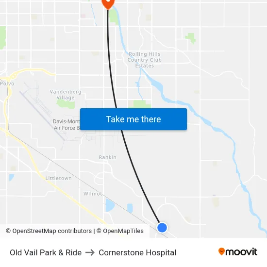 Old Vail Park & Ride to Cornerstone Hospital map