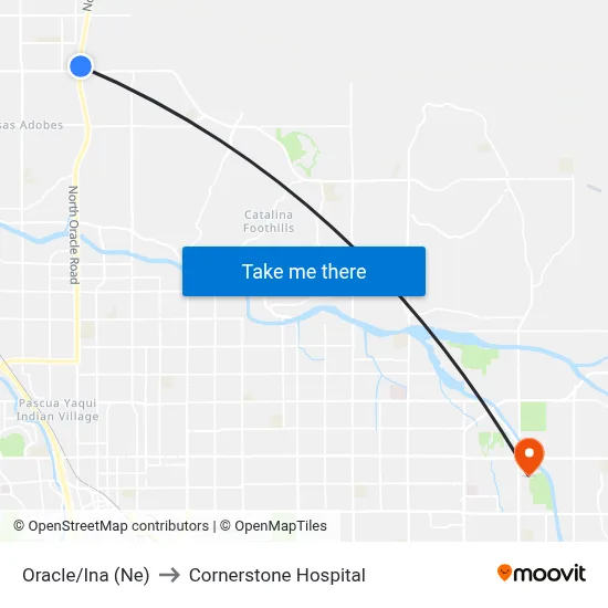 Oracle/Ina (Ne) to Cornerstone Hospital map