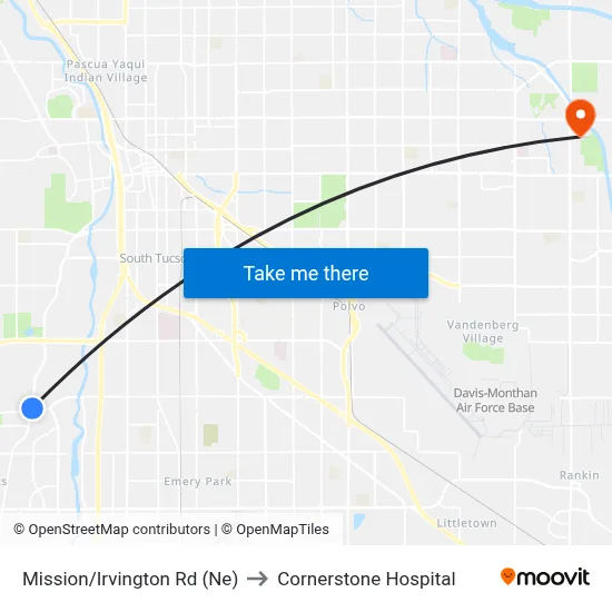 Mission/Irvington Rd (Ne) to Cornerstone Hospital map