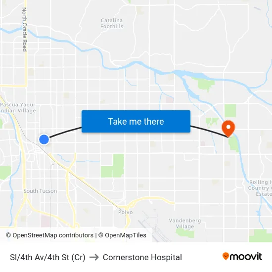 Sl/4th Av/4th St (Cr) to Cornerstone Hospital map