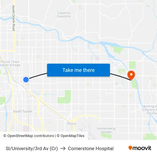 Sl/University/3rd Av (Cr) to Cornerstone Hospital map