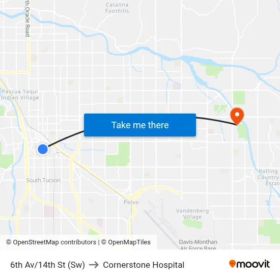 6th Av/14th St (Sw) to Cornerstone Hospital map