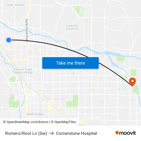 Romero/Root Ln (Sw) to Cornerstone Hospital map