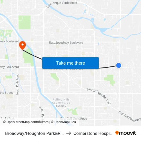 Broadway/Houghton Park&Ride to Cornerstone Hospital map