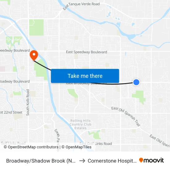 Broadway/Shadow Brook (Nw) to Cornerstone Hospital map