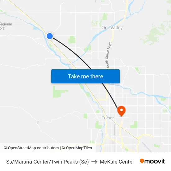 Ss/Marana Center/Twin Peaks (Se) to McKale Center map