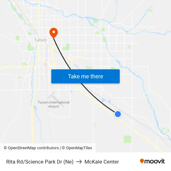 Rita Rd/Science Park Dr (Ne) to McKale Center map