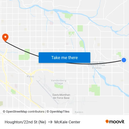 Houghton/22nd St (Ne) to McKale Center map