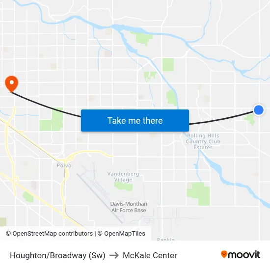 Houghton/Broadway (Sw) to McKale Center map