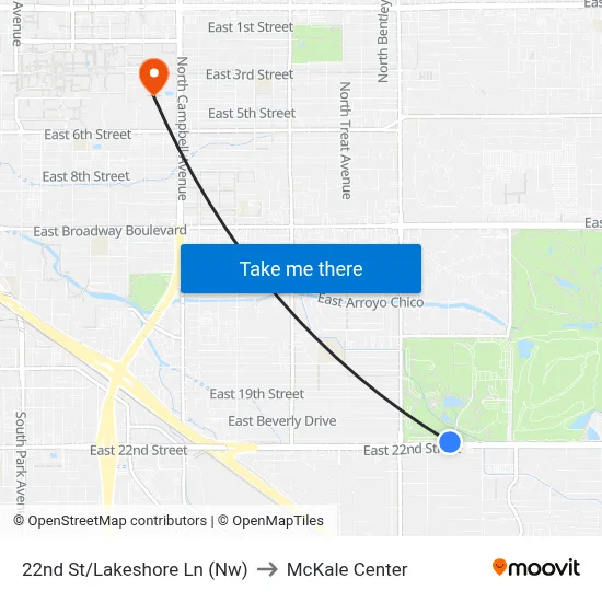 22nd St/Lakeshore Ln (Nw) to McKale Center map