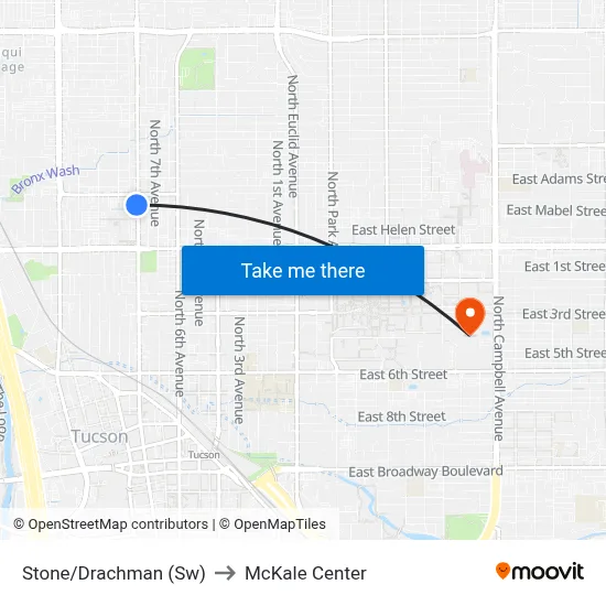 Stone/Drachman (Sw) to McKale Center map