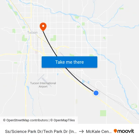 Ss/Science Park Dr/Tech Park Dr (Inside) to McKale Center map