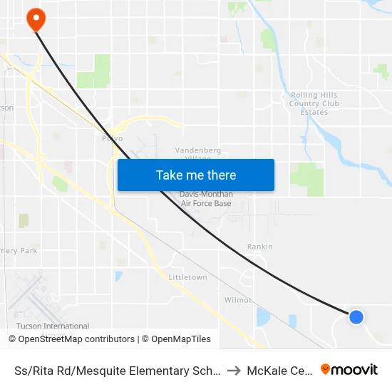 Ss/Rita Rd/Mesquite Elementary School (Se) to McKale Center map