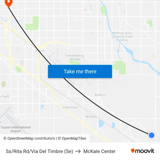Ss/Rita Rd/Via Del Timbre (Se) to McKale Center map