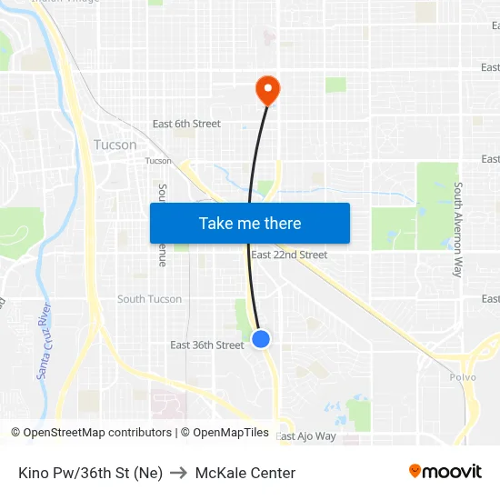 Kino Pw/36th St (Ne) to McKale Center map