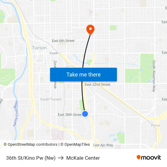 36th St/Kino Pw (Nw) to McKale Center map