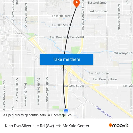 Kino Pw/Silverlake Rd (Sw) to McKale Center map