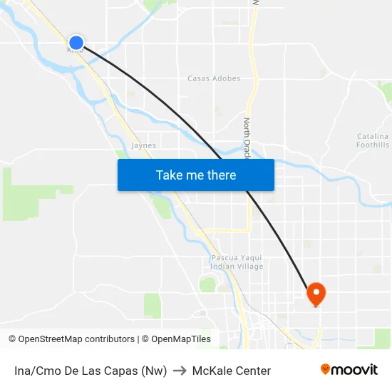 Ina/Cmo De Las Capas (Nw) to McKale Center map