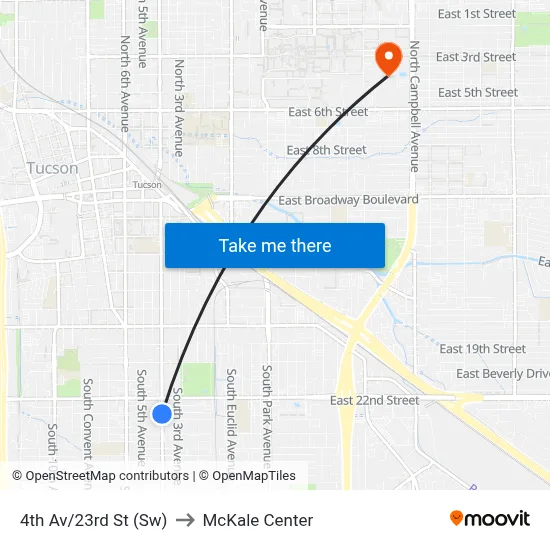 4th Av/23rd St (Sw) to McKale Center map