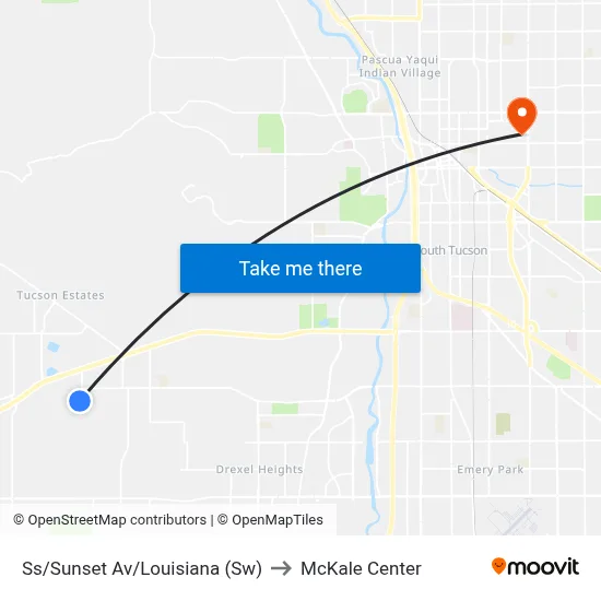 Ss/Sunset Av/Louisiana (Sw) to McKale Center map