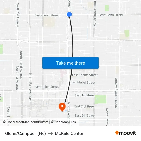 Glenn/Campbell (Ne) to McKale Center map