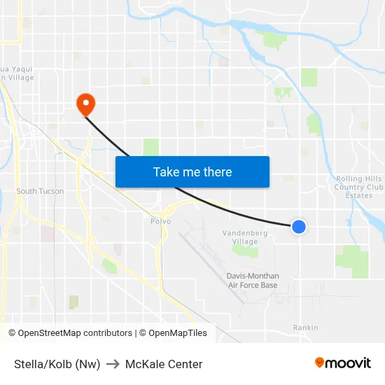 Stella/Kolb (Nw) to McKale Center map