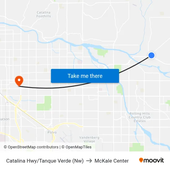Catalina Hwy/Tanque Verde (Nw) to McKale Center map