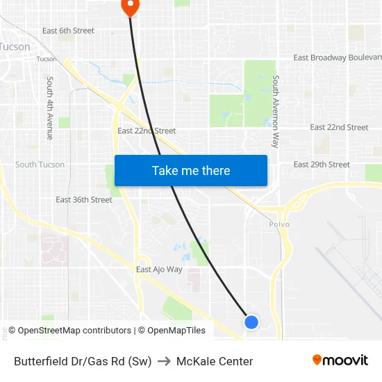 Butterfield Dr/Gas Rd (Sw) to McKale Center map