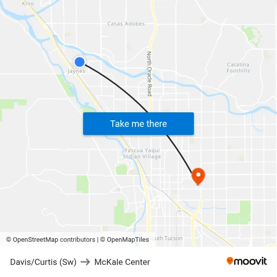 Davis/Curtis (Sw) to McKale Center map