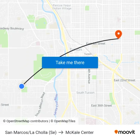 San Marcos/La Cholla (Se) to McKale Center map